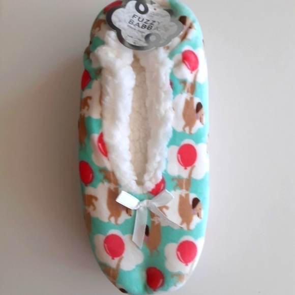 Dachshund & Balloons Fuzzy Babba Slipper Socks New - Picture 1 of 3